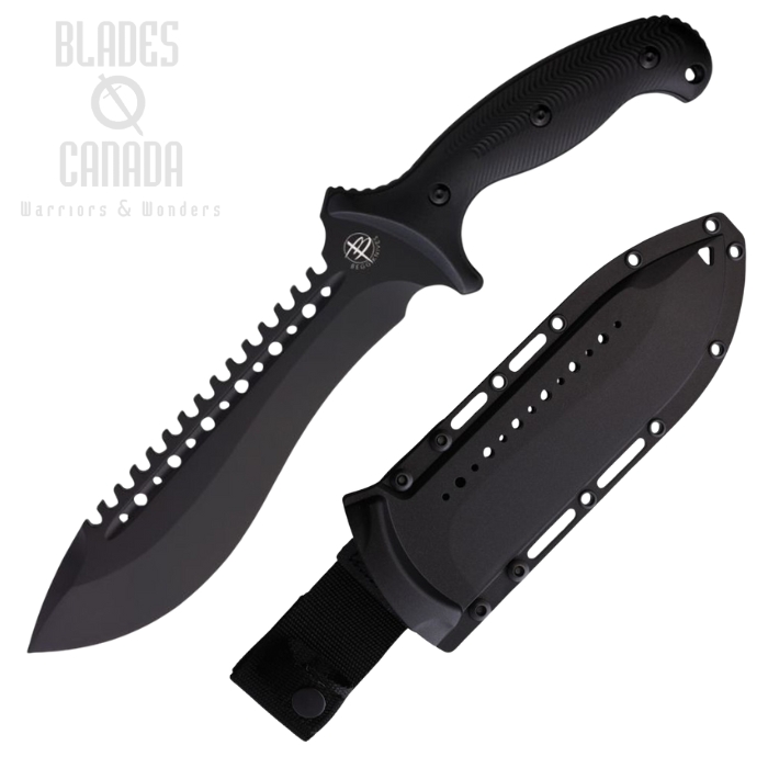 Begg Knives Bolo Fixed Blade Knife, AUS10A Black, Nylon Sheath, BG024